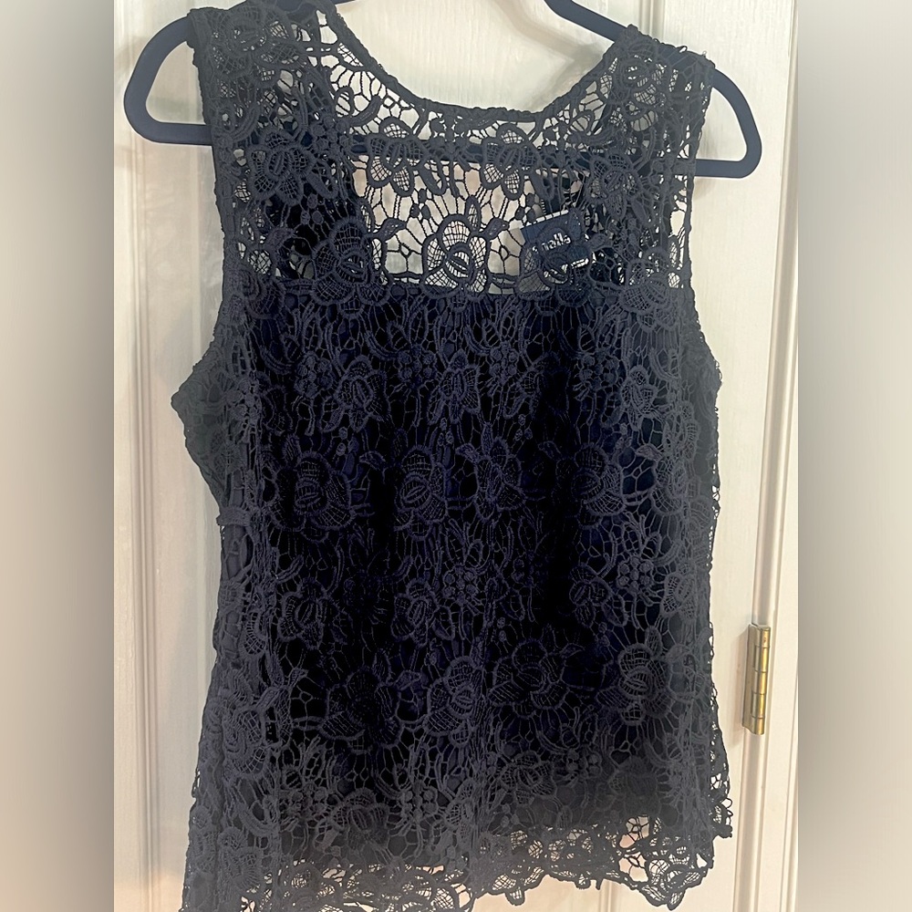 Nanette Lepore Size L Navy Zip Up Blouse